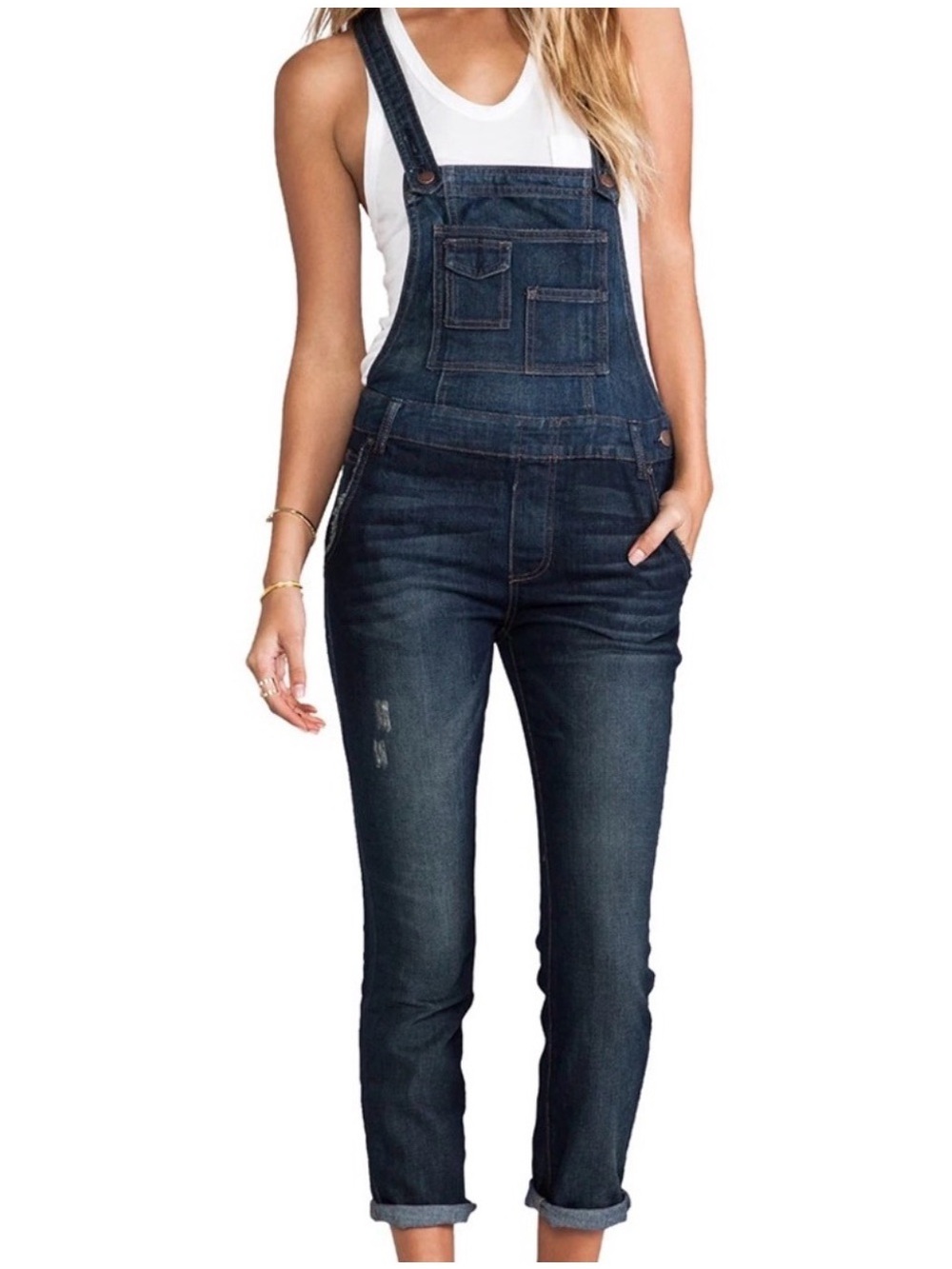 Free People Brady Wash Denim Overalls